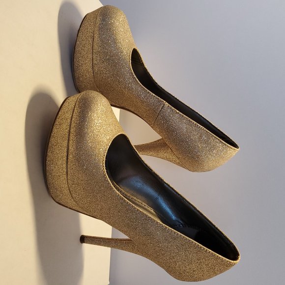 Gold Glitter Heels - Picture 2 of 8